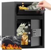 1.8 Cub Fireproof Drop Safe, Digital Security Box with Front Drop Slot