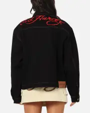 [ED HARDY] Ed Hardy Coach Denim Jacket Black - Size M M Black