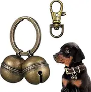 Cat Dog Collar Copper Bells Brass with Key Ring Clip Vintage Bronze Jingle Bells for Pet Tracking, 20 mm, Copper, No Gemstone