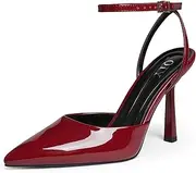 [QIY] Closed Toe Ankle Strap Heels Women Pumps Pointed Toe Heeled Sandals for Women Stiletto Wedding Dress Shoes