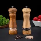 Manual Salt Pepper Grinder Rubber Wood Pepper Mill Spice Salt Grinder Window