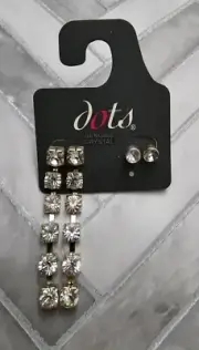 Dots Earrings Set of 2 Cubic Zirconia Dangle Drop & Stud Earrings