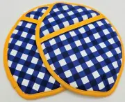 Kate Spade NEW YORK Yellow & Blue Plaid Lemon Pot Holders New 2pc Set 8.5 × 6.5