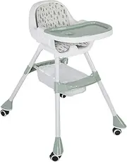 Baby Convertible Chair, Baby Height Chair Space Saving Folding Adjustable Double Tray with Silent Wheels for Toddlers for Indoor (Green)