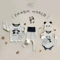 在飛比找ETMall東森購物網優惠-可愛韓國進口春季熊貓純棉童裝