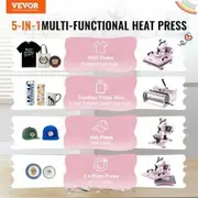 Heat Press Machine 15x15 in 5 in 1 with 30oz Tumbler Press T-Shirts Pink