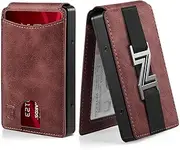 [Zitahli] Wallet for Men Card Holder - Slim Metal RFID Blocking Bifold minimalist Mens Wallet Pop Up Credit Card Case with Gifts Box, Vintage Reddish Brown, Minimalist