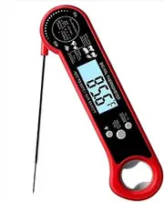 Instant Read Digital Meat Thermometer – Waterproof, Fast & Accurate with Backlight Display, Calibration Function, and Wide Temperature Range for Cooking, Grilling, Frying, and Baking (Red)
