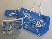 Vera Bradley & Monet Blue Bayou Dragonfly Tote Lot ~ SEE DESCRIPTION