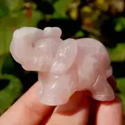 2in Rose Quartz Crystal Elephant