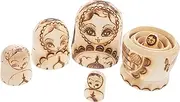 ERINGOGO 1 Set Unfinished Russian Nesting Dolls Handmade Wooden Matryoshka with Pyrography Relief Design Birthdays and Home Decoration