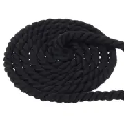 1/2inx49ft Twisted Cotton Rope 3 Strand Tug of War Rope with Sealing Tape Black