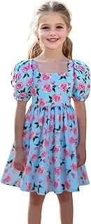 [HILEELANG] Flower Girl Spring Easter Pink Rose Floral Ruffled Sleeves Backless Tie Back Knot Summer Beach Sundress