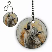Set 2 Howling Wolf Ceiling Fan Lighting Pull Chain Extension Chain 4" + 2" Charm