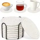 Furniture Coasters with Holder Absorbent Cotton Woven Set