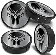 SkinoEu Set of 4 Hub Caps Hub Caps Wheel Hub Caps Wheel Hub Caps Wheel Hub Cover with Silicone Sticker 60 mm Skull CX 41