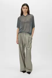 Enigma V Neck Sheer Tee in Charcoal - CAMILLA AND MARC® C&M