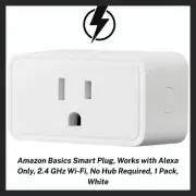 Amazon Basics Smart Plug, Works with Alexa Only, 2.4 GHz Wi-Fi, No Hub Required,