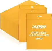Fullhawl Extra Large Mailing Clasp Envelopes Jumbo Kraft Catalog Manila Envelope with Clasp Closure for Oversized Big Documents Office Home Business Legal School Storing Mailing (14 x 18 Inch,100 Pcs)