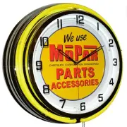 19" We Use Mopar Parts Sign Double Neon Clock Garage Man Cave Decor (Yellow)