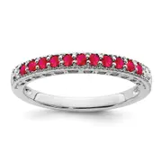 14k White Gold Ruby and Real Diamond Band