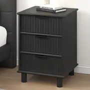 Sorrento 3 Drawer Side Table - Woodgrain Black
