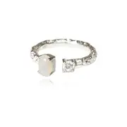 Culturesse Eislyn Sterling Silver Clear Zircon Open Ring White Rhodium Plating