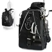 Fishing Backpack Tackle Bag, Fishing Tackle Backpack L(16.5*11.8*5.4in)-black