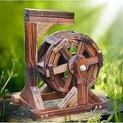 Wooden Waterwheel Fountain Outdoor Garden with Stand, Outdoor Fountain and Waterfall, Garden Decorative Water Feature for Patio Pond Pool (Size : 80cm(31.5inch))