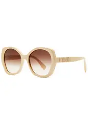 Fendi Round-frame Oversized Sunglasses - Beige - One Size ONE SIZE