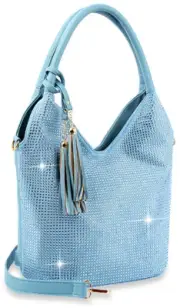 Stunning Sparkling Tall Light Blue Shoulder Bag includes an Extendable Strap