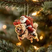 Funny Chow Chow Ornament Santa And Dog Ornament Chow Chow Dog 2d Flat Ornament
