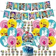 Super Smash Bros Birthday Party Decorations, Smash Brothers Party Decorations Include Happy Birthday Banner, Balloons, Cake Toppers and Cupcake Toppers for Fans Party Decor