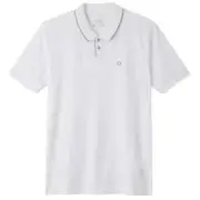 Size XL Brixton Proper Short Sleeve Polo Knit T-Shirt - White / Grey
