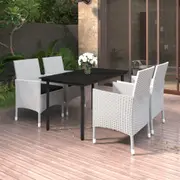 5 Piece Garden Dining Set Poly Rattan and Glass vidaXL