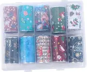 MUSISALY Box of 10 Rolls Christmas Sky Nail Art Stickers Manicure Kit Press on Nails