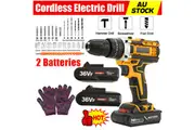 36VF BRUSHLESS HEAVY DUTY CORDLESS DRILL IMPACT DRIVER KIT HAMMER +2 BATTERY Box