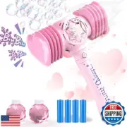 Bubble Wand with Squeaky Hammer - LED Bubble Machine for Girls with Batteries
