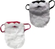 2pcs Christmas Beard Father Christmas Hat Reindeer Face Fake Beard Costume Mask Masks Props Facial Hair Santa Mustaches Santa Claus Headdress Cotton Black