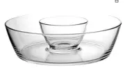 Luigi Bormioli Michelangelo 2 Pc Bowl / Chip-n-Dip Set, Clear - New in Box