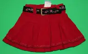 5 NWT Pumpkin Patch FROM RUSSIA WITH LOVE Red Pleated Corduroy Belt SKIRT Girls