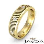 Solid Round Bazel Diamond Mens Eternity Wedding Band 14k Yellow Gold 0.16 Ctw