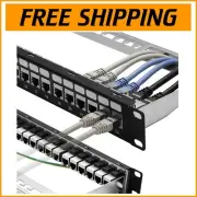 Gold-Plated 24-Port Cat6A Patch Panel - Quick Install with Removable Back Bar