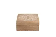 Willow & Silk Handmade 14cm Wooden Carved Mandala Trinket Box/Room/Table/Decor