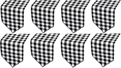 8 Pack Buffalo Check Table Runners Plaid 72 inches, Grey & White