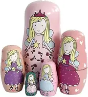 Gobus Wooden Nesting Doll Russian Nesting Dolls Sets for Home Office Decoration Children Gifts (Pink Angels)