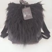 Game of Thrones Jon Snow Backpack Canvas Faux Leather Fur Black Grey New w Tags