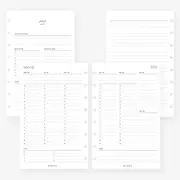 MAY PAPER CO. 2025/2026 Half Letter 2025 Week on Two Pages Weekly Planner Insert Agenda Refill for 8-Discs Notebook Levenger Circa Junior, Arc by Staples, TUL Junior 5.5 x 8.5 (Vertical Hourly)