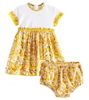 [Dolce & Gabbana Kids] Dolce & Gabbana Kids Baby Majolica cotton poplin dress with bloomers M 18-24 yellow