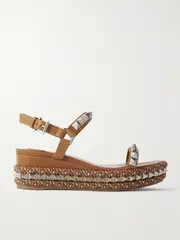 [Christian Louboutin] Christian Louboutin - Pyraclou 60 Studded Leather Platform Sandals - Tan - IT39 IT 39 Brown
